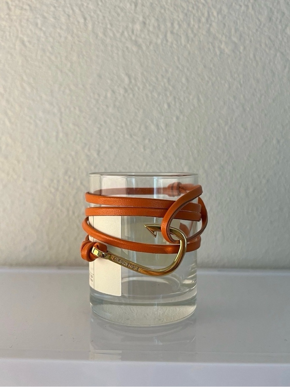 Virginstone Denmark Orange Wrap Leather Bracelet with Gold Hook